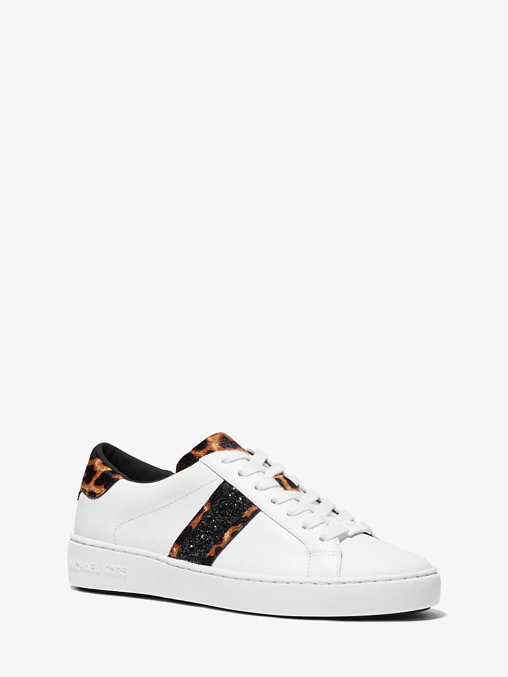 Michael Kors Irving Stripe Sneakers Leopard Calf Hair | White | Size 6M